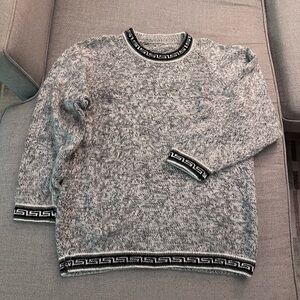 Men's Gray Alpaca Wool Sweater with Black Trim